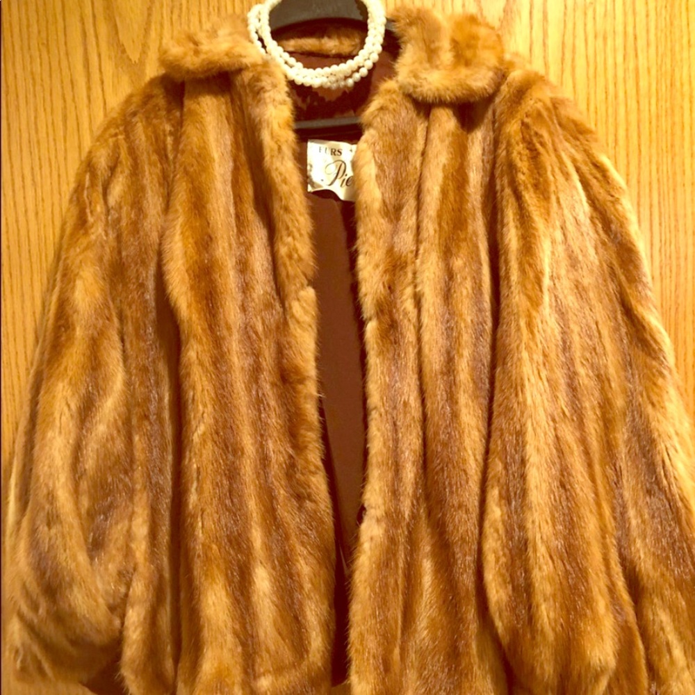 Vintage Mink real Fur Cape Stole coat